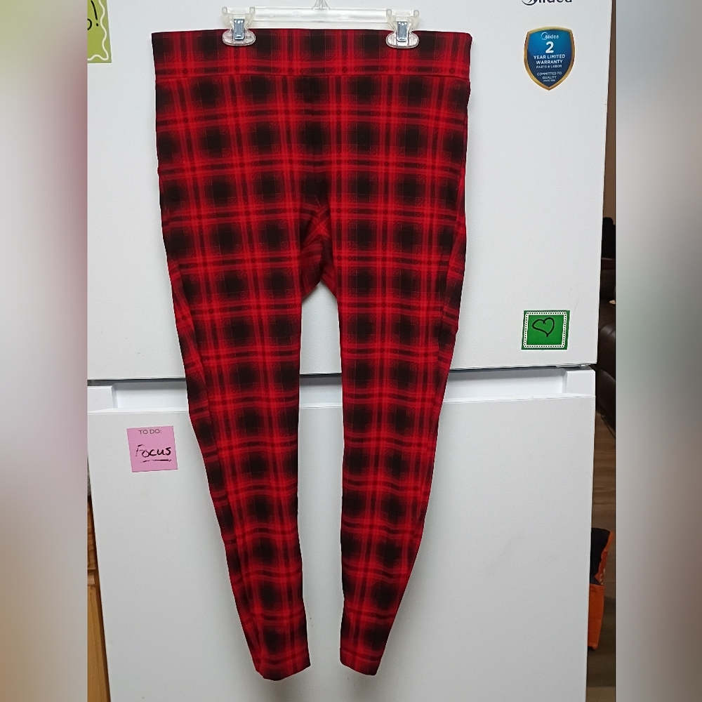 LOFT Red Plaid Leggings
